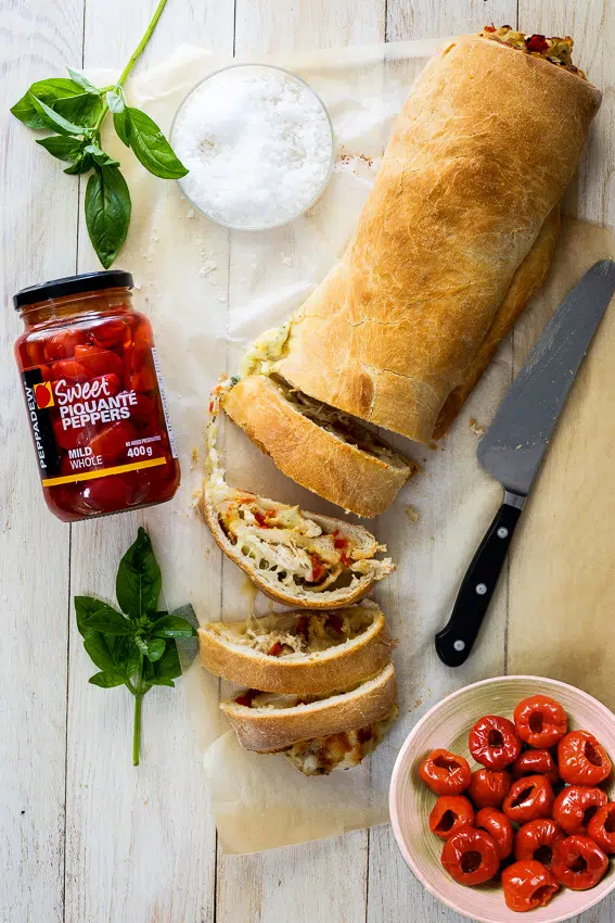 Cheesy chicken stuffed bread