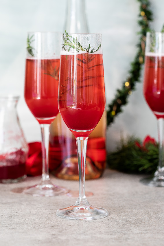 Gingered cranberry poinsettia cocktails