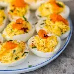 Smoked salmon chive devilled eggs