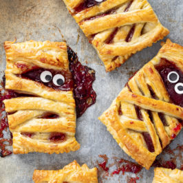 Halloween mummy berry hand pies