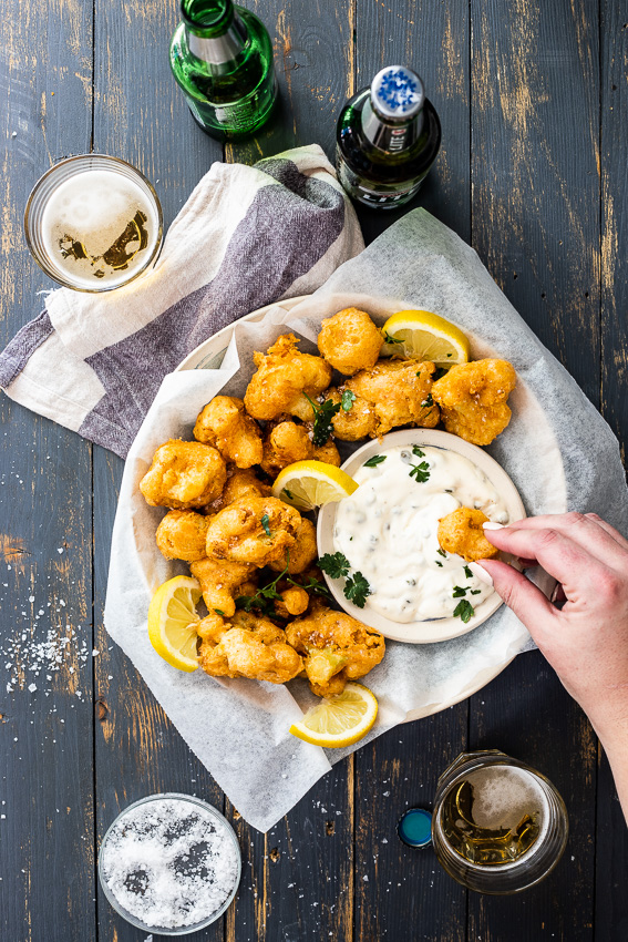 Crispy beer battered cauliflower