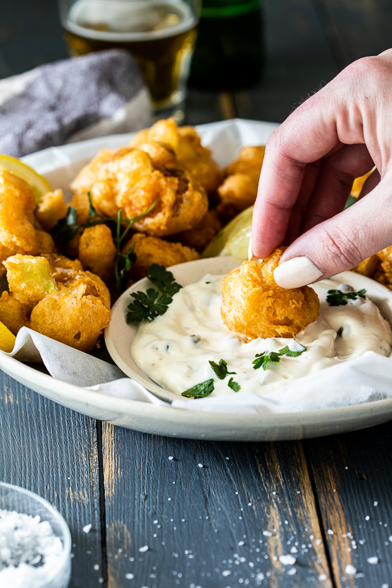 Crispy beer battered cauliflower