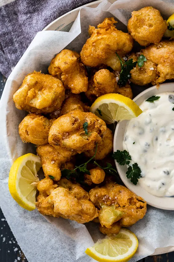 Crispy beer battered cauliflower