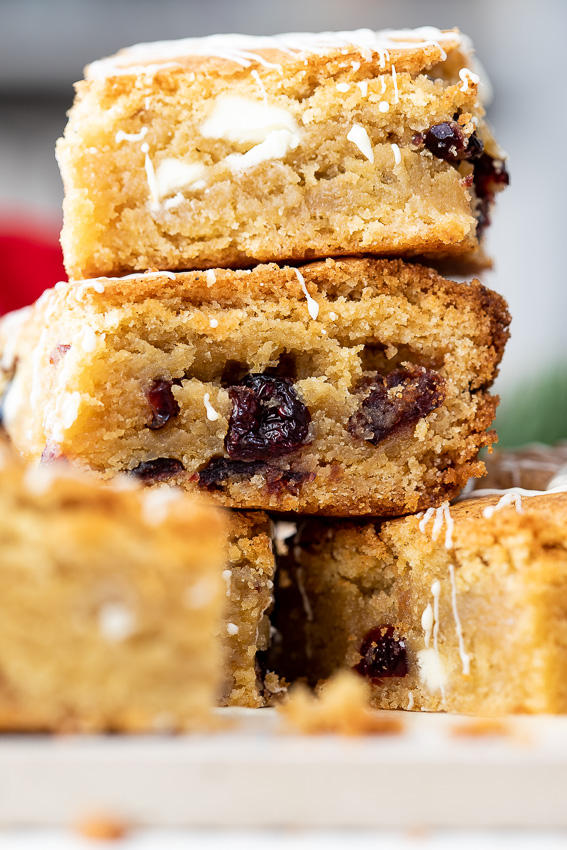 White chocolate cranberry cookie bars