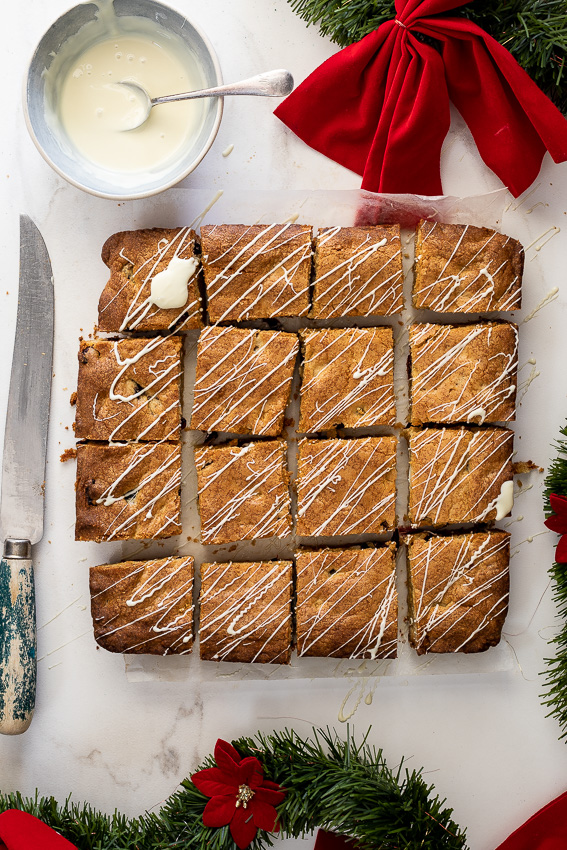 White chocolate cranberry cookie bars