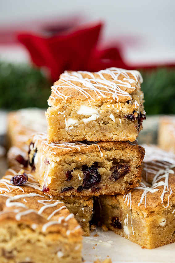 White chocolate cranberry cookie bars