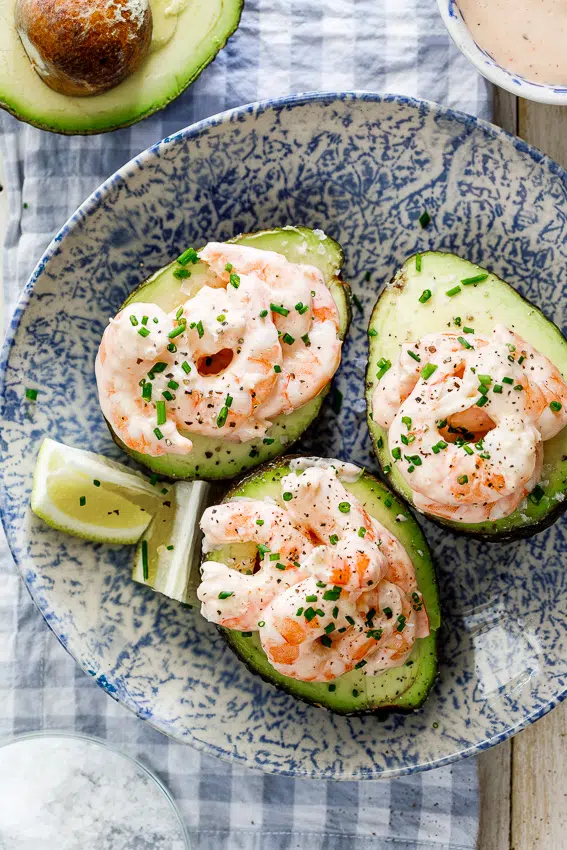 Prawn cocktail stuffed avocados