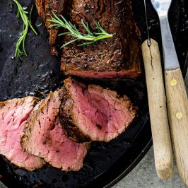 Rosemary-crusted beef fillet with horseradish cream