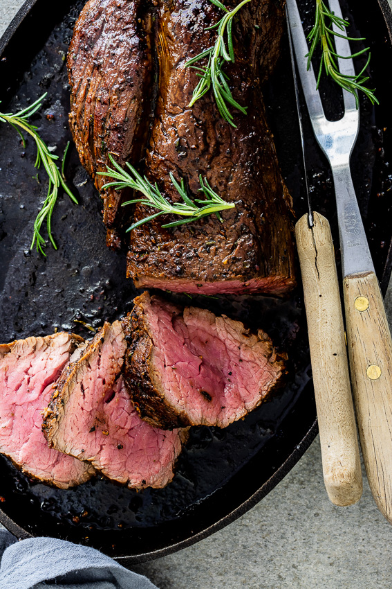 Rosemary-crusted beef fillet with horseradish cream