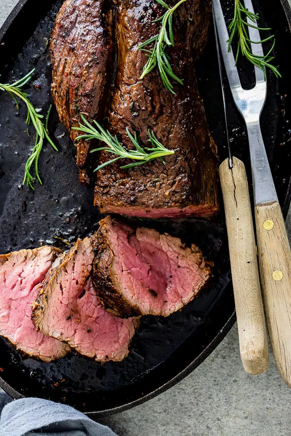 Rosemary-crusted beef fillet with horseradish cream