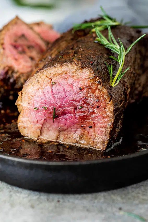 Rosemary-crusted beef fillet with horseradish cream