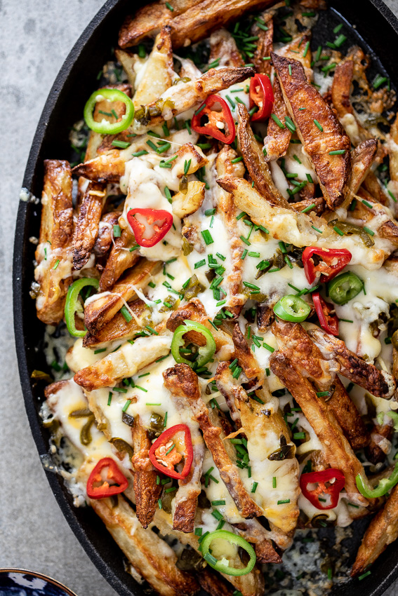 Baked jalapeño cheese fries