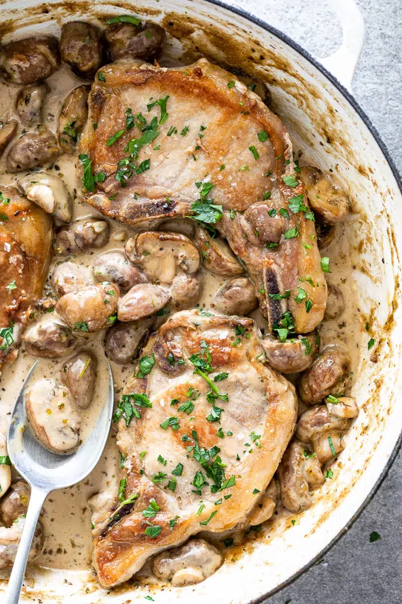 Creamy mushroom pork chops
