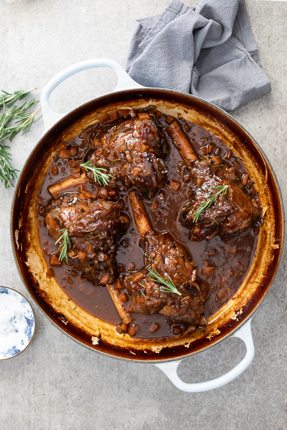 Slow-braised lamb shanks