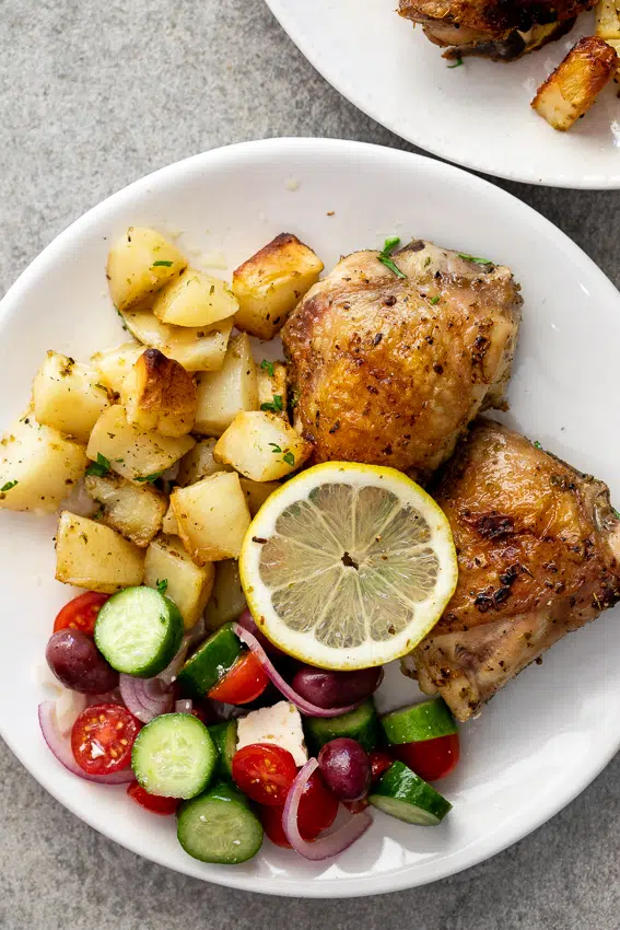 Easy baked Greek chicken and potatoes