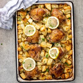 Easy baked Greek chicken and potatoes