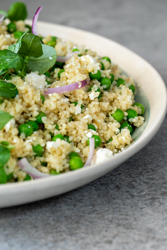 Pea and feta quinoa salad