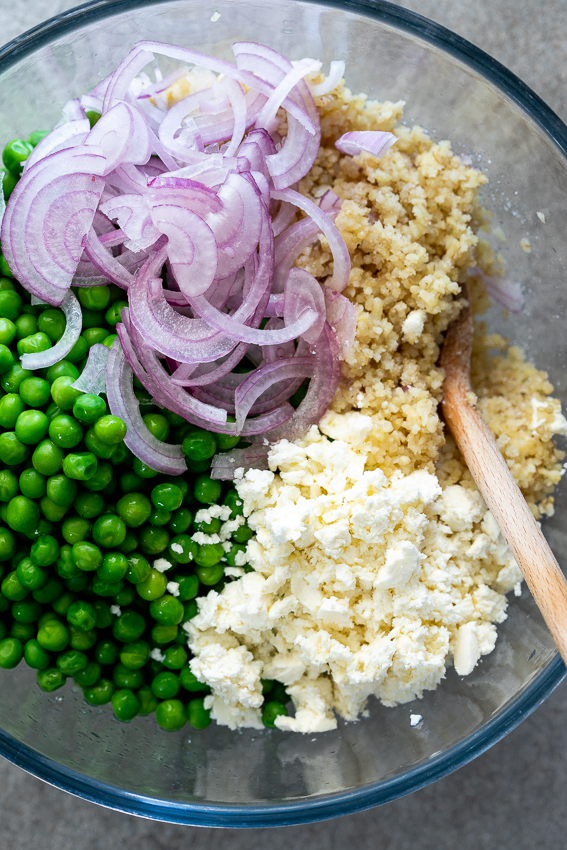 Pea and feta quinoa salad