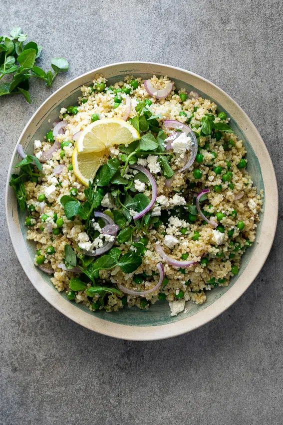 Pea and feta quinoa salad
