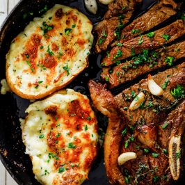 Steak and twice baked potatoes