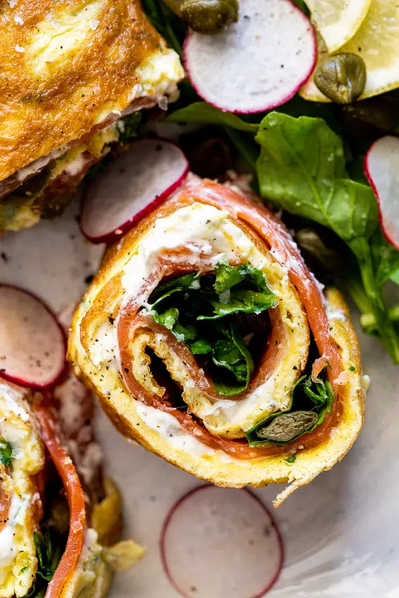 Boursin smoked salmon egg roulade