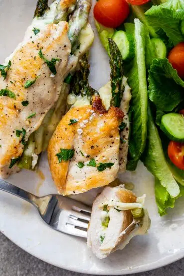 Cheesy asparagus stuffed chicken