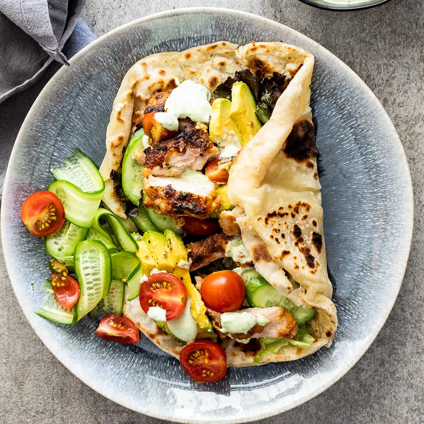 Chicken shawarma with easy flatbread