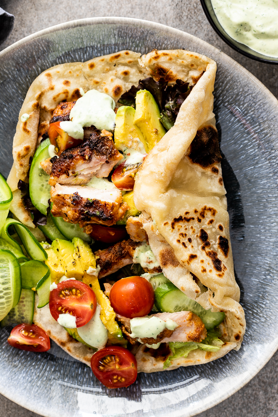 Chicken shawarma with easy flatbread