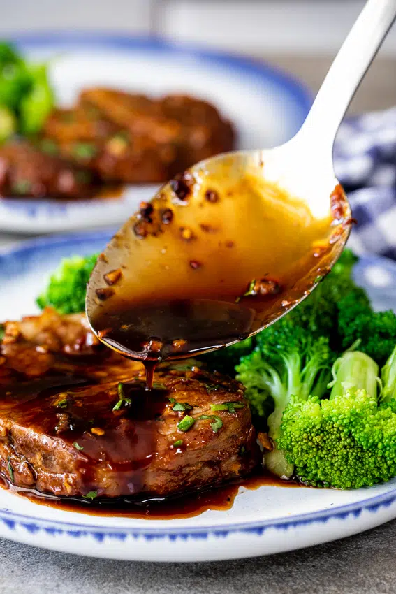 Honey-garlic pork ribeye steak