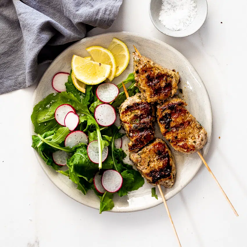 Garlic herb pork fillet skewers