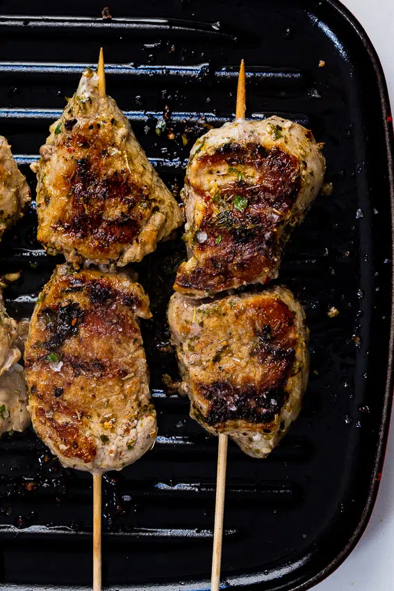 Garlic herb pork fillet skewers