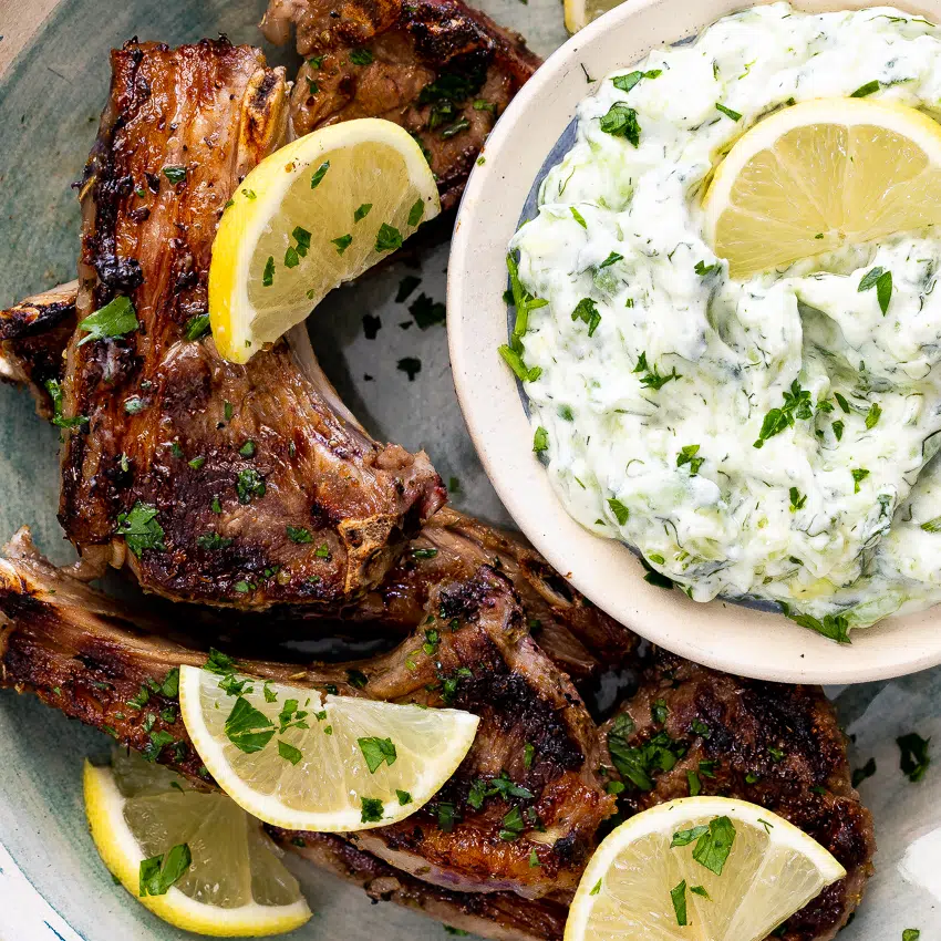 Greek lamb chops with Tzatziki