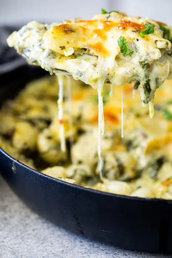 Spinach artichoke baked gnocchi