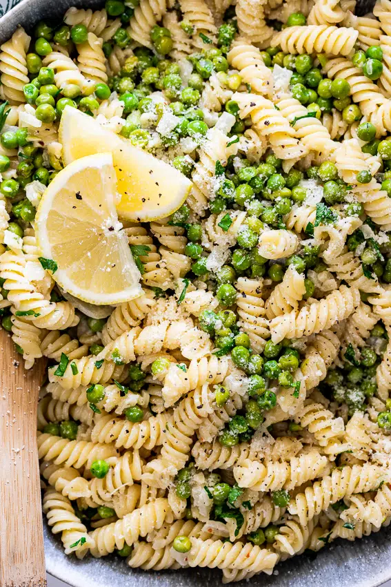 Easy lemony spring pea pasta