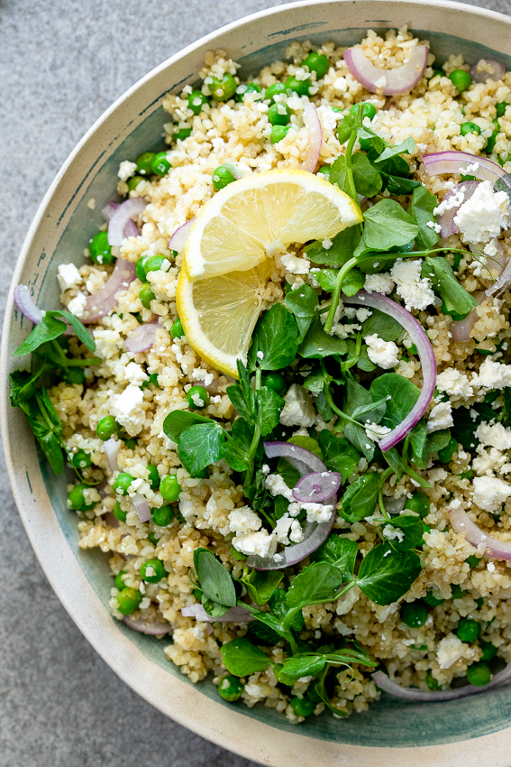 Pea and feta quinoa salad