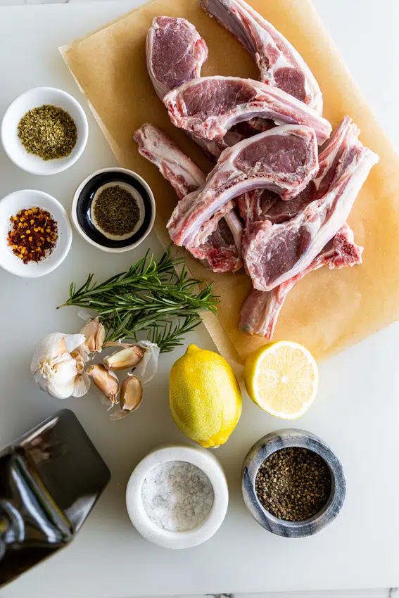 Ingredients for lemon garlic lamb chops