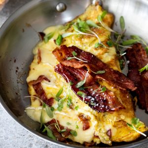Brie and bacon omelette