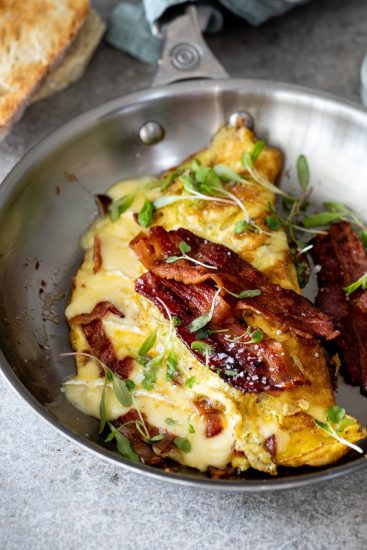 Brie and bacon omelette