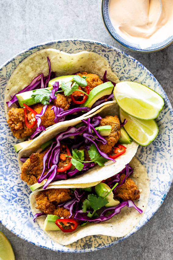 Crispy Fish Tacos With Hot Sauce Crema Simply Delicious