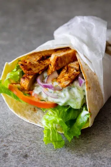 Creamy tzatziki chicken wraps