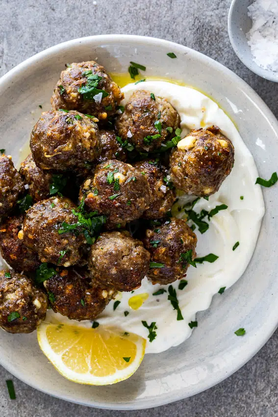 Easy Greek meatballs with feta cheese