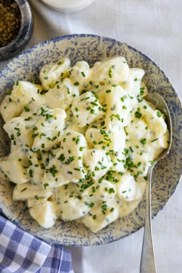 Creamy Potato Salad in a serving bowl.