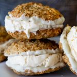 Coconut oatmeal cookie ice cream sandwiches