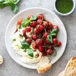 Grilled tomato caprese salad