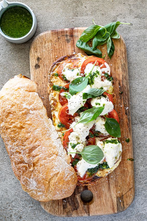 Melted Caprese sandwich