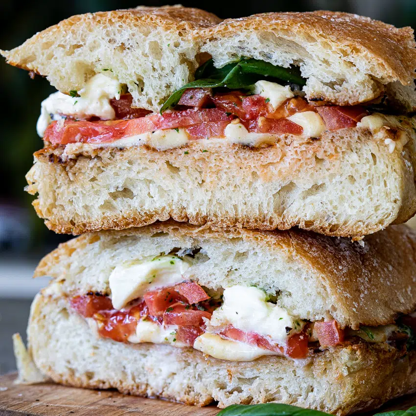 Melted Caprese sandwich