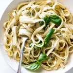Pasta with basil cream sauce