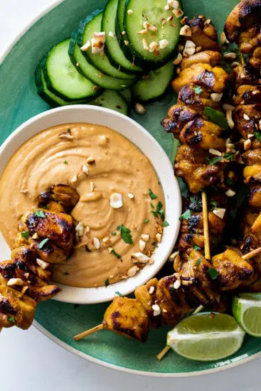 Easy chicken satay with peanut sauce