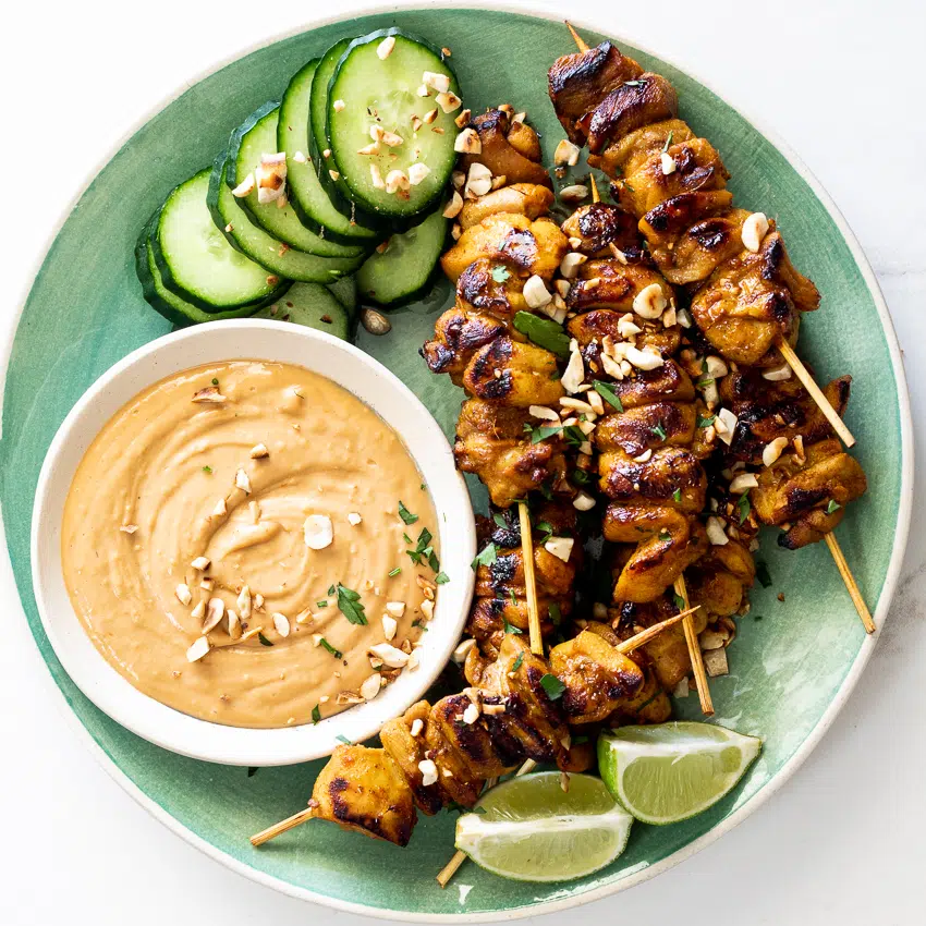 Easy chicken satay with peanut sauce