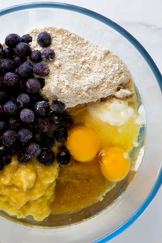 Ingredients for healthy blueberry muffins